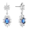 Earrings Poulisa Glass 925 Sterling Silver Drop Dangles Earrings Cubic Zirconia Crystal Zircon S925 Drops Dangle Earrings Hypoallergenic