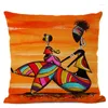 Kudde afrikanska kvinnor kudde fyrkantig linne sovrum familj el bil dekorativ storlek 45cmx45cm.