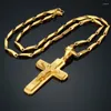 Colliers pendants Collier croix de Jésus religieux Couleur dorée mâle chaîne en acier inoxydable Bible crucifix pour hommes bijou chrétien cadeau