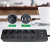 Converter Multiple Power Strip Surge Protection Eu Plug Electrical Extension Sockets with Usb 5 Way Outlets Independent Control 2m Cord