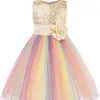 Jerrisapparel Flower Girls Sequin Dress Rainbow Tutu Birthday Party sukienka konkursowa suknia Pageant