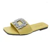 Slippers feminino praia ao ar livre 2024 Summer moda de luxo shinestones sandálias elegantes sapatos planos slides zapatos de mujer