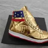 T-T Trump Sneakers The Never Surrender High Top Sneaker Gold Mens Women Casual Basketball Shoes Big Size 47