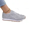 Scarpe casual bling donne piatti sportivi sneakers walking moca