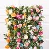 Flores decorativas Simulação de videiras de rosa Rattan Sala de estar de ar condicionado decoração de teto de tubo para bloquear suprimentos de casamento plástico