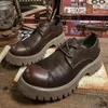 Casual schoenen mode heren westerse cowboy dikke lederen volwassen man British retro all-match werk groot hoofd platform oxfords