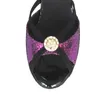 Chaussures de danse Chaussures personnalisées Femmes noires / violet Couleur latin Open Toe Ballroom Party Evening Sandal with Buckle