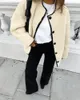 レディースジャケットルーズアンドウォームコートカジュアルシングル胸Y2Kポーラーフリースジャケットアウトウェア秋のソリッドカラーファッション女性服