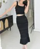 Summer Midi Dress Women Black Bodycon w stylu Korea Ruffle Ladies Sukienki Elegancka moda swobodna sukienka 2024