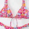 Da bagno da bagno da bagno fiore stampato a bassa vita in bikini da donna a 2 pezzi con cravatte bibico brasiliana sexy costume da bagno estate abbigliamento da spiaggia estiva