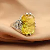 Cluster Rings Yellow Crystal Hollowed Out Carved Ring Jewelry Boastful Hand