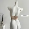 Tanks pour femmes champagne crop top fashion vintage y2k camisole streetwear sans manches au large de l'épaule corset 2000 vêtements 2024 été