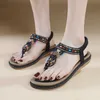 Sandales à talon pour femmes Rhinestone Roman Rhinestone Sandals Flip Flop Flip flop pour femmes