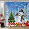 Shower Curtains Christmas Gift Theme Snowman Tree Mascot Ball Happy Year Washable Home Bath Curtain Bathroom Decor