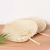 Decorative Figurines Chinese Pure Handmade DIY Heart Shaped Bamboo Woven Straw Fan Cooling Style Hand Fans Wedding Items