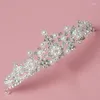 Pendientes del collar Juego de boda de la novia Pearl Tiara Sets Accesorios para el cabello para mujeres Coronas Tiaras Diadema