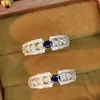 Anéis de casamento Huitan Moda Feminina com Azul/Cz Branca Prata Cor fina Acessórios de festas de noivas estéticas Ly Jewelry