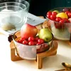 Miski miski owoce przezroczyste szklane sztućce stołowe stołowe sałatka domowa sałatka dekoracyjna taca