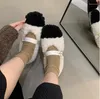 Casual Shoes Winter Flat Sole Cotton For Women 2024 Type One Line Thick Fur Female Outerwear Colored Bean Zapatos