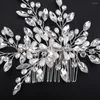 Kopfbedeckungen silberne Vintage -Strass -Strass -Brauthaar Kamm handgefertigtes Perlen Hochzeit Kopfhörer Accessoires Gold Party Kopfschmuck für Frauen