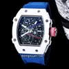 RM67-02 Meet 38,70 x 47,52 mm met zelfopwikkelende beweging Sapphire Glass Mirror Koolstofvezel Case Rubberen band