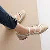 Casual Shoes Fashion Women Mary Jane Flats Ladies Shallow Mouth Square Toe Solid Color Low Heel Vintage Party Mujer Green Black