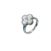 Аутентичная высокая версия Clover Clover Кольцо, кольцо с полным бриллиантом белого золота, ощущение высокого класса, в холодном и равнодушном стиле с кольцом логотипа