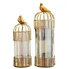 Vasi di vetro Vaso Golden Birdcage Candlestick Metal Rack Accoppiamento Accessori uccelli moderni decorazioni per la casa artigianato