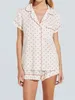 Ubrania domowe kobiety Pajama 2 -częściowe zestawy Sal z sercem nadruk krótkie rękawy luźne koszule i szorty stroje damskie letnie twórczość