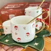 Tassen süßer Weihnachtsmann Kaffeetasse Weihnachtsbaumetucer Set Kawaii Becher Lebkuchen Mann Schneemann Keramik Geschenk