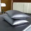 Folha de cama de cetim Conjunto de cor sólida ajustada de solteiro de tamanho rei de luxo de luxo Rayon Flat 240325