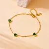 Bracelets de liaison dieyuro 316l Bracelet en cristal vert en forme de coeur en acier inoxydable pour femmes bijoux de la chaîne de bracele