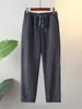 Pantalon plus taille Vêtements pour femmes printemps automne décontracté lâche avec pantalon couché à la taille élastique chenille tissu 4xl