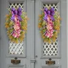 Decorative Flowers Door Hydrangea Wreath Artificial With Bowknot Ribbon Farmhouse Wall Hanging For Front