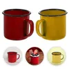 Mugs 2 Pcs Vintage Glass Coffee Bubble Tea Cup Enamel Ceramic Lid Travel Espresso Novelty Morning Decorate Colored