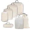 Sacs de rangement Cubes d'emballage de compression pour les valises Accessoires de voyage Essentials 7 pièces SET SAG ORGANISATEUR MESH LEGWERS