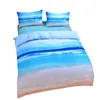 Ensembles de literie Lits de lit 3 pièces Lit Set Home Textile Linn Dekbed Overtrek Blue Sky Blanc Clouds Quilt -Cover-Set Adult Kids