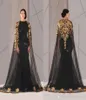 Vestidos de noite de sereia formal com capa árabe kaftan abaya marroquino renda de renda de ouro, embrulho de noite celebridade Celebrity Red Carpet DR2919866