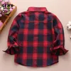 GFMY Boys Shirts For Girls British Plaid Child Shirts Kids School Blouse Blouse Red Tops Vêtements Enfants Enfants Plaid 12 ans 240326