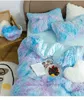 Fashion Plush Shaggy Mink Velvet Double Duvet Cover Set Bed Sheet Pillowcases Girl Bedding 240325