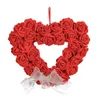 Dekorative Blumen Rosenblumenkranz mit bogen-knoten realistisch aussehender Hochzeitsfeier Liebe Herz künstliche Girlande-Haustür Dekoration