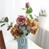 Fleurs décoratives Fleur de soie Hortensia Décoration de mariage Simulation de Noël couronne de Noël artificiel fausse plante fournitures séchées