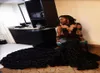 2019 New African Black Prom Dresses Mermaid Sheer Neckline Aptliques Long Speak Train Arabic Dresses Dubai Party5572021