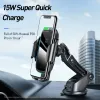 Ställer in Baseus Qi Car Wireless Charger för iPhone 11 Samsung Xiaomi 15W Induktion bilmontering snabb trådlös laddning med biltelefoninnehavare