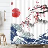 Douchegordijnen Chinese stijl Baden Gordijn Mountain Ink -schilderij Decoratieve badkamer Waterdichte stof Set met haak