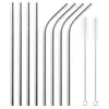 Drinking Straws Portable 304 Stainless Steel Gold-Plated Edge Closed Smooth Straw Tea Drink Straight 8Pcs Set