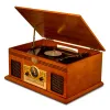 Skivspelare trä vintage fm analog inställning/cd musik center skivspelare, bluetooth och byggda stereo högtalare vinyl skivspelare