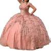 3d blommor applikationer bollklänning quinceanera klänningar remmar korsett golvlängd prinsessa söt 15 klänning glitter paljetter satin lång speciell tillfälle klänning för flickor