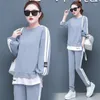 Kvinnors tvådelade byxor 2024 Causal Sweat Suit Spring Autumn Clothes Long Sleeve Crop Tops T-shirt och set för kvinnor