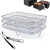 Double Boilers 3-Layer BBQ Grill Racks Stainless Steel Stackable Baking Tray Rack Anti-rust Easy To Clean With Silicone Foot Pad Kitchen